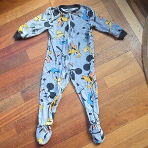 Disney Junior Mickey Mouse Full Zip Up Footed Pajamas Size 5T